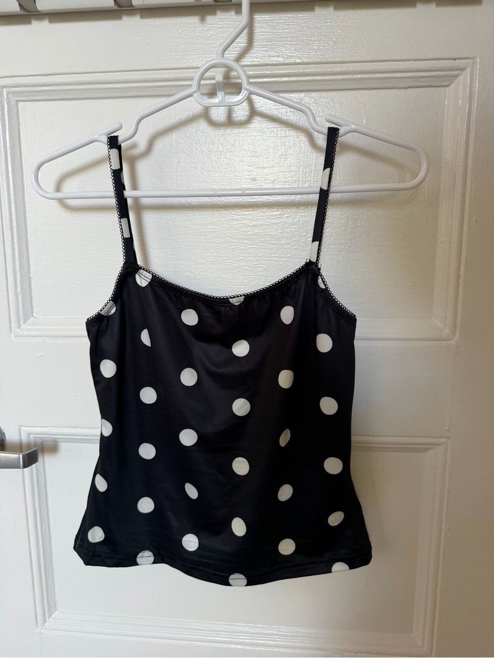 Polka Dot Satin Cami Tank Top - Navy/White
